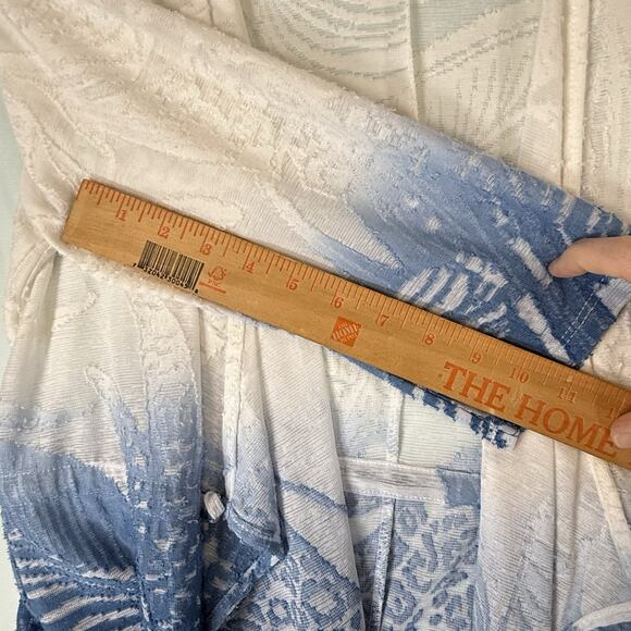 Chicos Coastal Beachy Dip Dye Cardigan Womens SIZE 1 Medium Open Cinched Waist - Picture 11 of 12